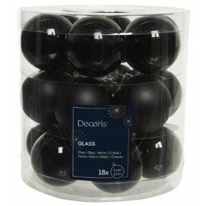 18 db-os üveg karácsonyfadísz készlet, 4 cm, fekete 146970218 - Szezonális dekoráció