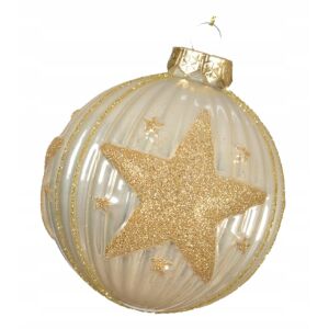 Bombka choinkowa 8 cm w kolorze złoto-perłowym dekorowana motywem gwiazdy 146970274 - Szezonális dekoráció