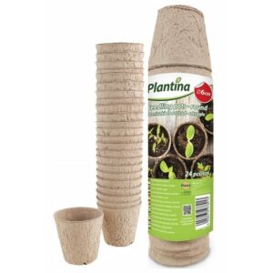24 db 6 cm átmérőjű, kerek palántacserépből álló készlet, biológiailag lebomló, 100%-ban természetes 146970325 - Palántanevelő cserép