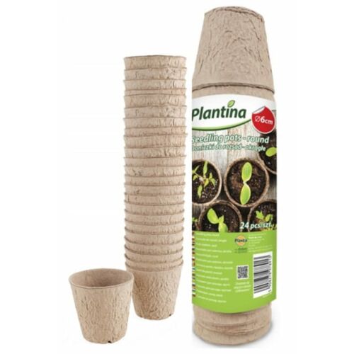 24 db 6 cm átmérőjű, kerek palántacserépből álló készlet, biológiailag lebomló, 100%-ban természetes 146970325