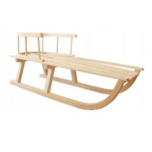 Hagyományos fa szánkó háttámlával és kötéllel
