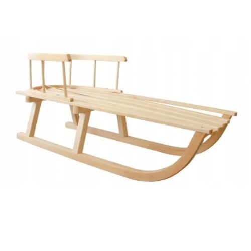 Hagyományos fa szánkó háttámlával és kötéllel 146970895
