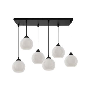 RIFFLE Függesztett lámpa, fekete, 6 lapos fehér lámpaernyővel, E27