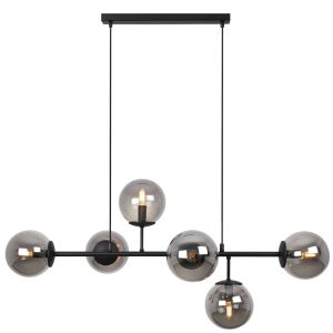 SIENA FEKETE MENNYEZETI LÁMPA 6 LAPOS GRAFIT LÁMPABÚRÁVAL, E14 HOSSZÚ SZÁRÚ