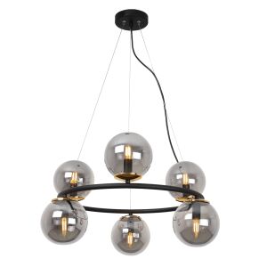 AURA FEKETE ÉS ARANY FÜGGŐLÁMPA 6 LAPOS GRAFIT LÁMPABÚRÁVAL E14 146972273 - Lámpa & Világítás