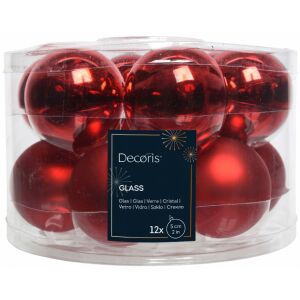 12 db-os üveg karácsonyfadísz szett, 5 cm, piros 146973095 - Szezonális dekoráció