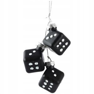 Bombki choinkowe szklane czarne kości do gry 3 szt. zawieszki kształtki 146973218 - Szezonális dekoráció