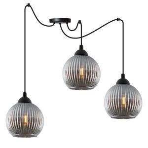 RIFFLE SPIDER FÜGGŐLÁMPA FEKETE 3 LAPOS GRAFIT ALAKÚ GÖMB E27 146973577 - Lámpa & Világítás