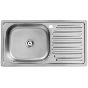 Egymedencés acél mosogató csepegtetővel 40x75cm szifonnal + lyukkal