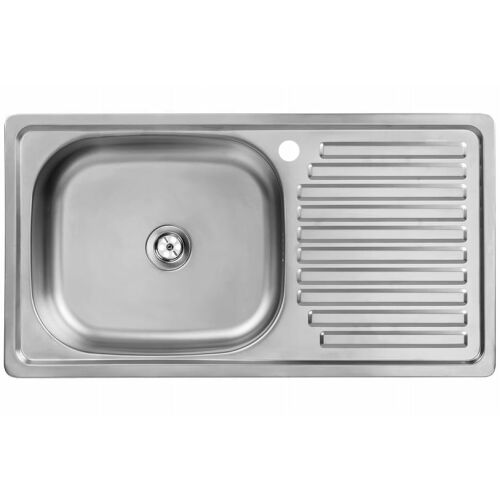 Egymedencés acél mosogató csepegtetővel 40x75cm szifonnal + lyukkal 146974828