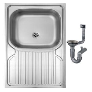 Egymedencés acél mosogató 80x60 szatén kivitelben, Apollo szifonnal