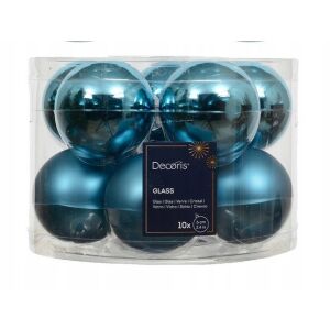 Bombki na choinkę niebieskie 6cm zestaw 10 szt. szklane mat i połysk 146978357 - Szezonális dekoráció