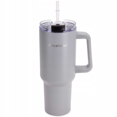 ACÉL TERMOSZ BÖGRE 1200ML FÜLLEL ÉS SZÍVÓSZÁLLÓVAL KM-2173