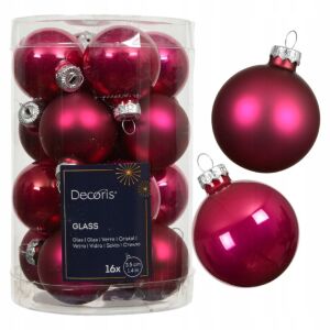 Zestaw 16 szklanych bordowych bombek choinkowych 3,5 cm matowe i błyszczące 146979569 - Szezonális dekoráció