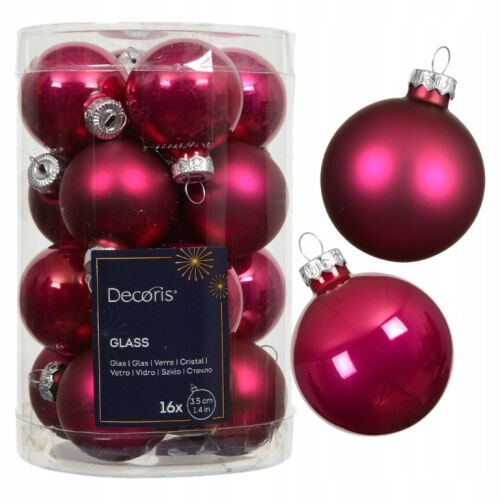 Zestaw 16 szklanych bordowych bombek choinkowych 3,5 cm matowe i błyszczące 146979569