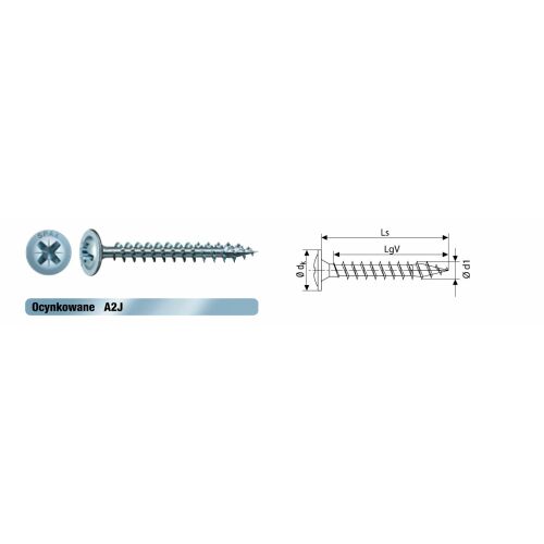 ALÁTÉT CSAVAR (1000) 5.0*50 PZ 2 FEHÉR HORGANIZÁLT - SXP092169I 146980063