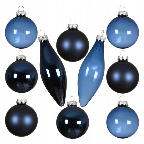 Zestaw 10 Szklanych Bombek Granatowe Sople na Choinkę 146980300