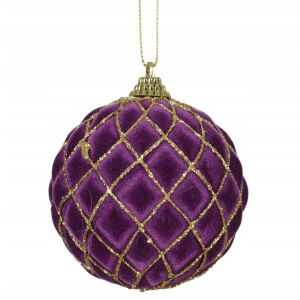 Bombka choinkowa plastikowa świąteczna fioletowa zamsz 8cm 1szt 146980357 - Szezonális dekoráció