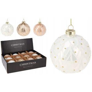 Dekoratív üveg karácsonyfa gömbdísz mix 8 cm 146980433 - Szezonális dekoráció
