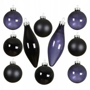 Zestaw 10 Szklanych Bombek Czarne Sople na Choinkę 146980565 - Szezonális dekoráció