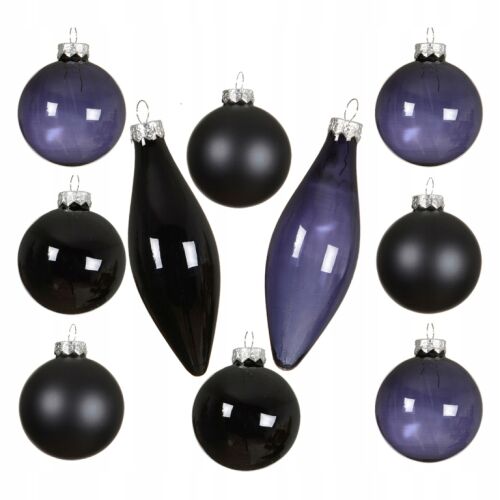 Zestaw 10 Szklanych Bombek Czarne Sople na Choinkę 146980565