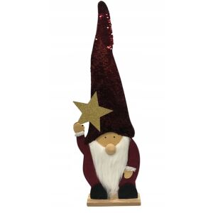 Mikulás figura piros csillaggal, 63 cm