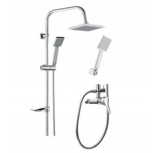 Slim Square falsíkon álló zuhanyszett króm csapteleppel