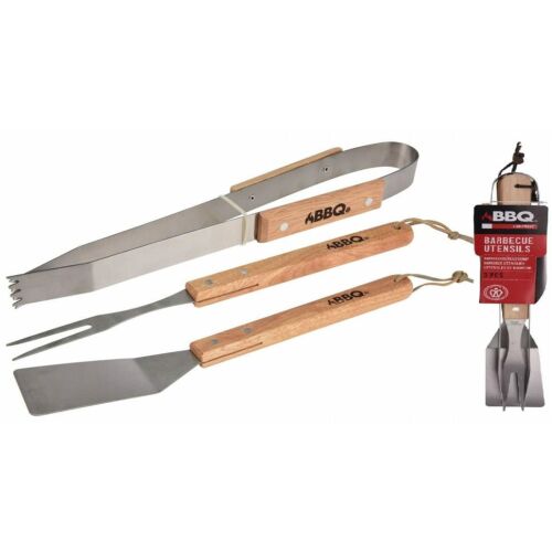 az 1-ben grillsütő tartozékkészlet - rozsdamentes acél, fa nyéllel 146980957