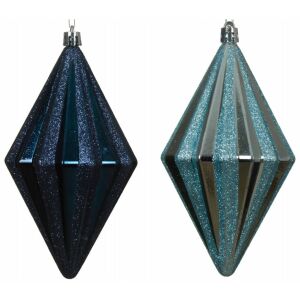 Karácsonyfa gömbdísz rombusz kék műanyag 1 db 7.8x14.3cm 146981017 - Szezonális dekoráció