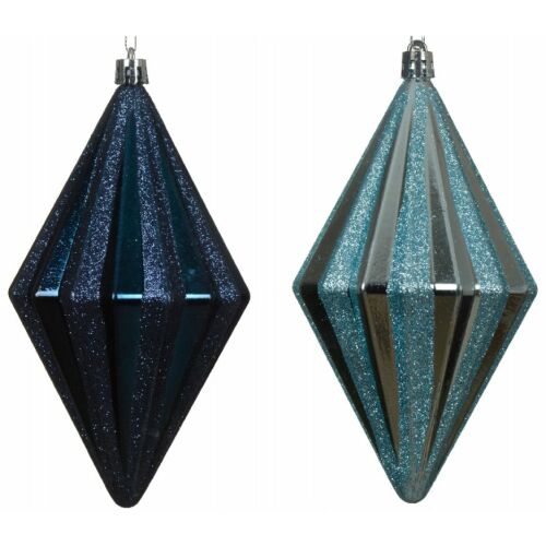 Karácsonyfa gömbdísz rombusz kék műanyag 1 db 7.8x14.3cm 146981017