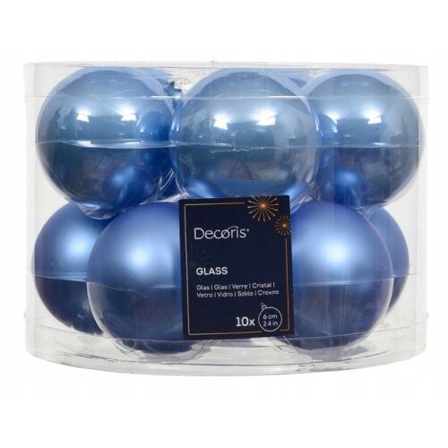 Bombki choinkowe błękitne 6cm 10 szt. szklane matowe i błyszczące 146981150
