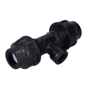 PP kompressziós tee 90 fokos 25x1/2"x25 GW belső menetes PN16, PE csövekhez, fekete 146981598 - KPE idom