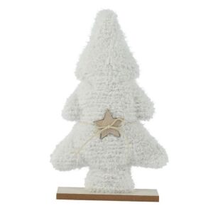 Figurka Świąteczna Choinka na podstawie poliestrowa biała mała 38cm