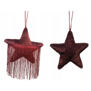 Karácsonyfa medál, bordó csillag, 13 cm
