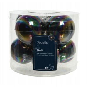 Bombki choinkowe zestaw 8 szt. 7 cm czarny kameleon w połysku 146982830 - Szezonális dekoráció