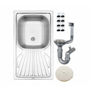 Egymedencés, beépített acél mosogató 76 x 43 cm