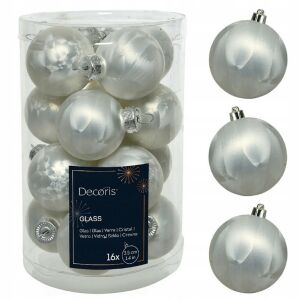 Zestaw 16 szklanych bombek choinkowych z efektem pęknięcia lodu srebrne 146983668 - Szezonális dekoráció