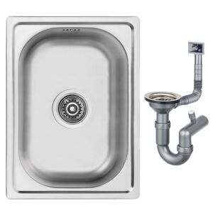 Mini 35x48 beépített acél mosogató + szifon