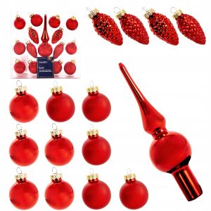 Zestaw 15 szt ozdób świątecznych na choinkę szklane Czerwone 146983996 - Szezonális dekoráció