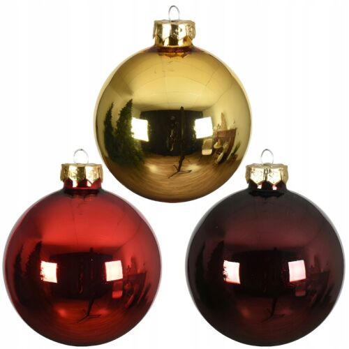 Zestaw 20 bombek gładkich czerwone złote brązowe 6 cm 146983999