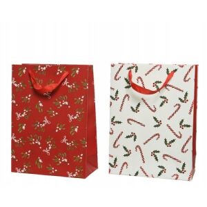 Papír ajándéktáska karácsonyi mintával, 48 cm