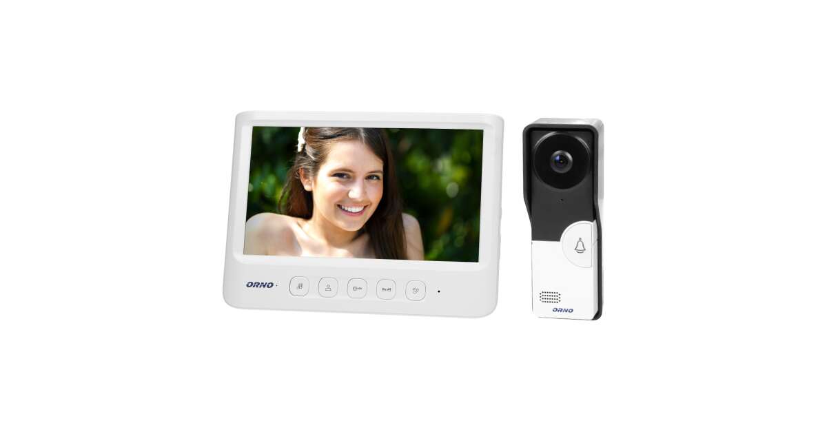 Videointerfon pentru o familie IMAGO ORNO OR-VID-MC-1059/W, color, monitor ultra-plat LCD 7", control automat al portilor, 16 sonerii, infrarosu, alb/negru 95382567
