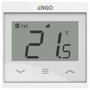 Internetes hőmérséklet szabályozó, ENGO E55-W, süllyesztett, 55x55 kerethez, Wi-Fi, 230V, fehér