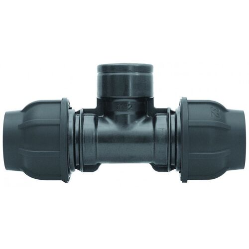 PP kompressziós tee 90 fokos 32x3/4"x32 GW belső menetes PN16, PE csövekhez, fekete 146988051