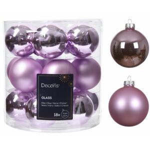 18 db-os üveg karácsonyfadísz készlet, 4 cm, lila