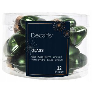 12 db-os üveg karácsonyfadísz szett, 4 cm-es zöld csillagokkal 146988864 - Szezonális dekoráció