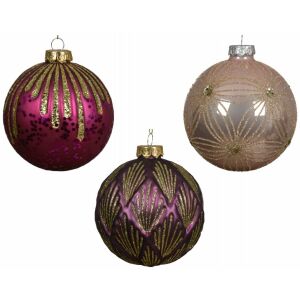Csillámos üveg karácsonyfa gömbdísz 10cm rózsaszín és arany 1 db. 146988970 - Szezonális dekoráció
