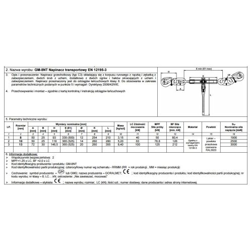 SZÁLLÍTÁSI FESZÍTŐ 10MM - FESZÍTŐ 10 146989904
