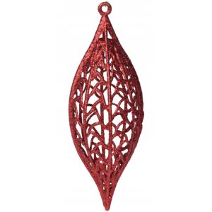 Piros, törésálló, áttört karácsonyfadísz 22x8x7 cm