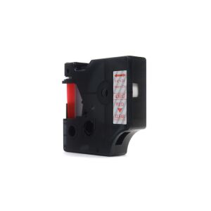 JetWorld Csere Dymo D1 Tape Red átlátszó 6mm x 7m LM100, LM100+, LM200, LM300, LM400, LM420P, LM350, LM350D, LM360D, LM450D, LM160D,,,LM120P,,,1 LM210D, LM280, LM150, LM220 (43612)